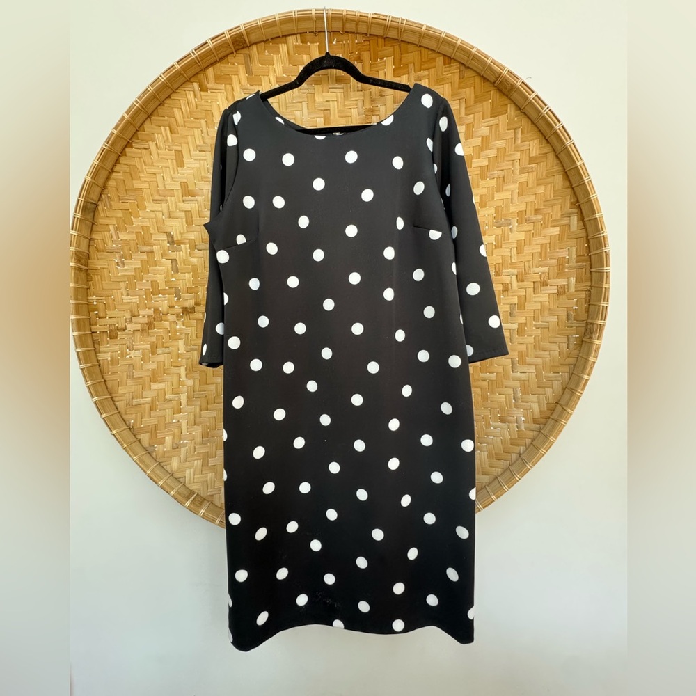 Worthington - Elegant Black and White Polka Dot Dress